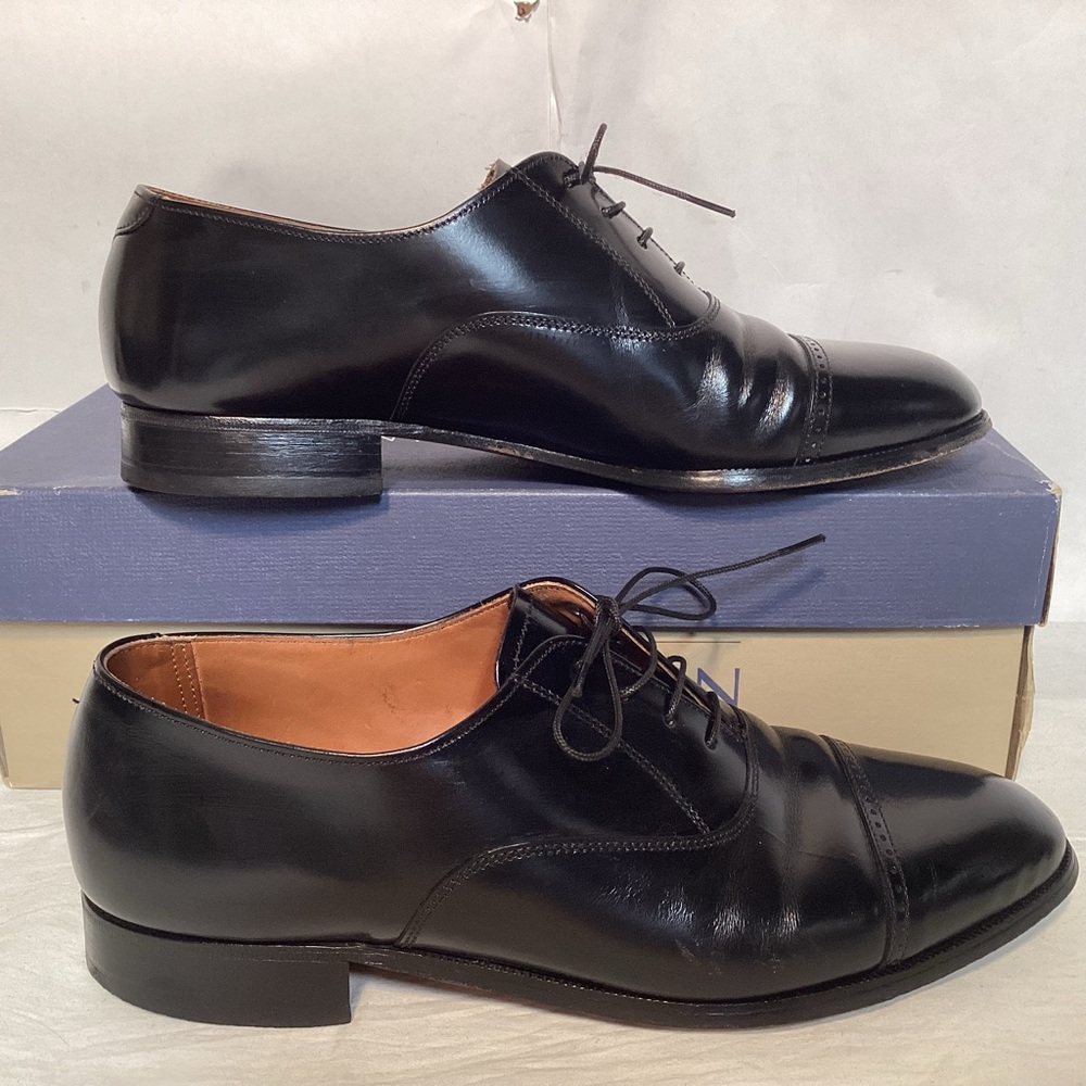Vintage Bostonian Black Leather Cap Toe Oxfords Men’s size 8 1/2 Made In USA - Picture 3 of 11